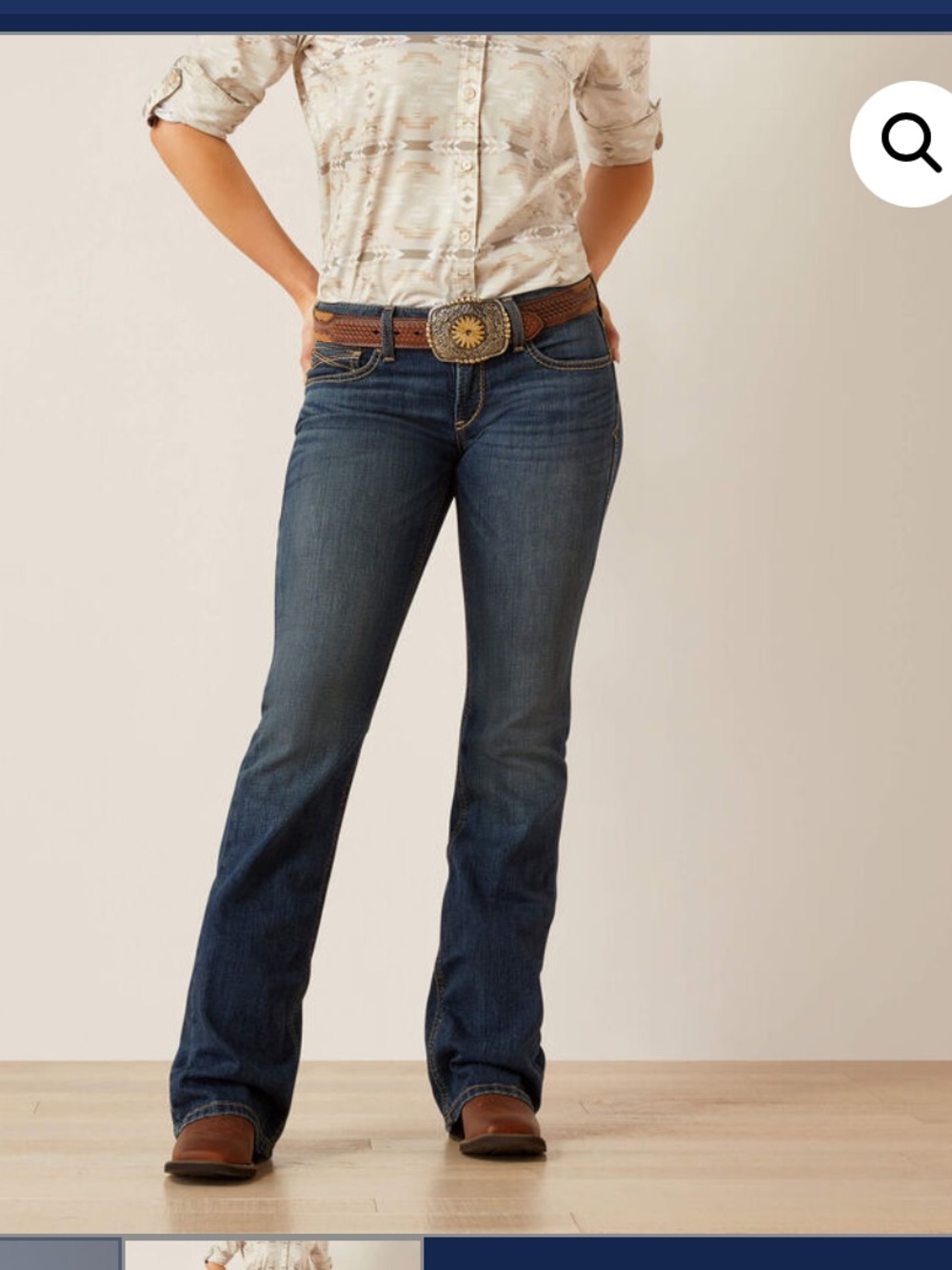 Ariat Womens  Mid Stretch Wide Boot Entwind Jeans Blue Mr. Sonia mid rise 31X30